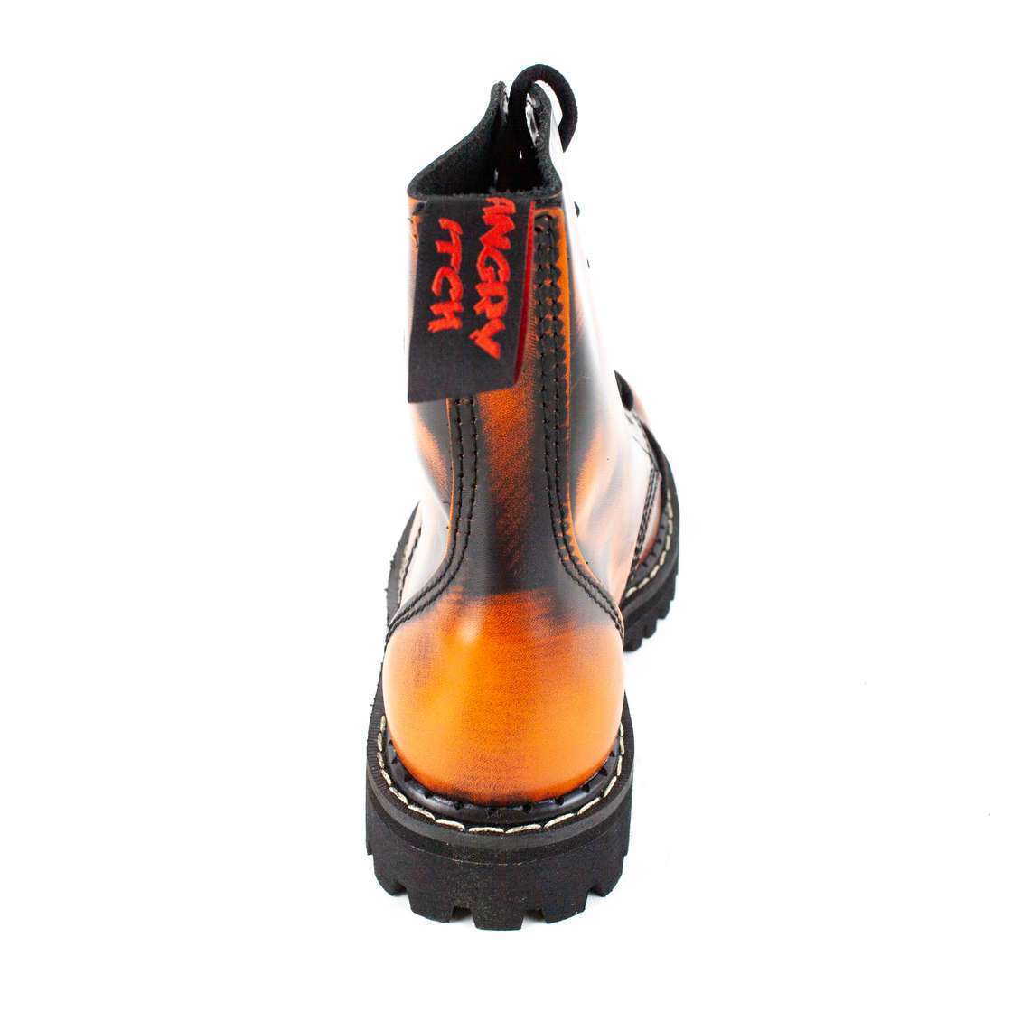 8 Hole Black Leather Orange Rub Off Combat Ranger Boots Back