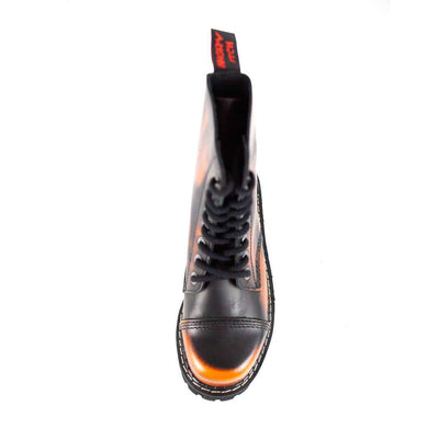 8 Hole Black Leather Orange Rub Off Combat Ranger Boots top