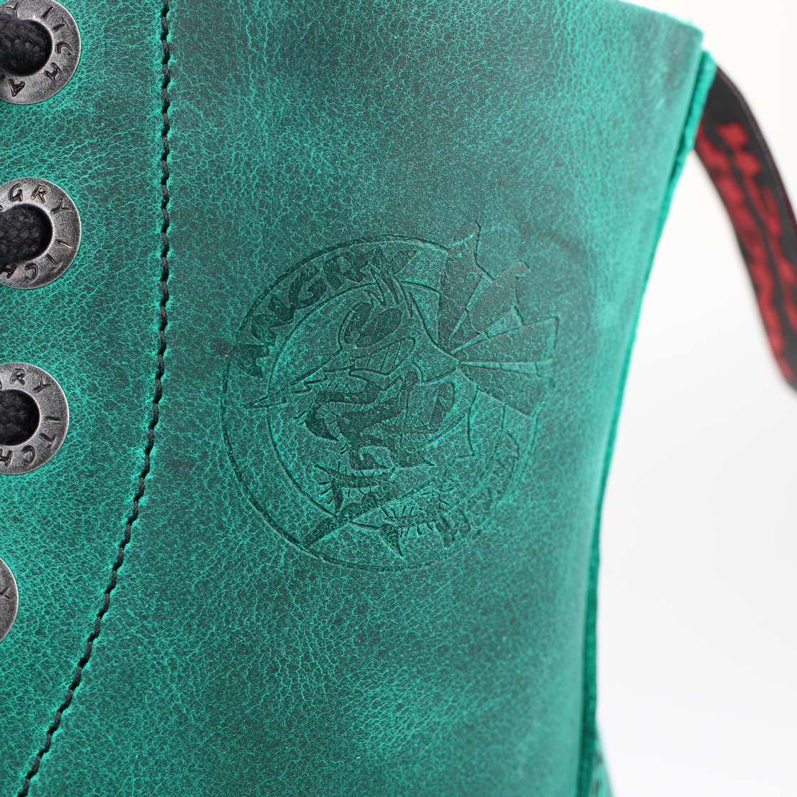 8 Hole Green Leather Vintage Emerald Combat Ranger Boots Angry itch Logo