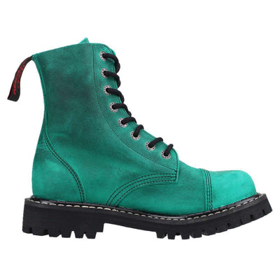 Angry Itch 8 Hole Green Leather Vintage Emerald Combat Ranger Boots Steel Toe