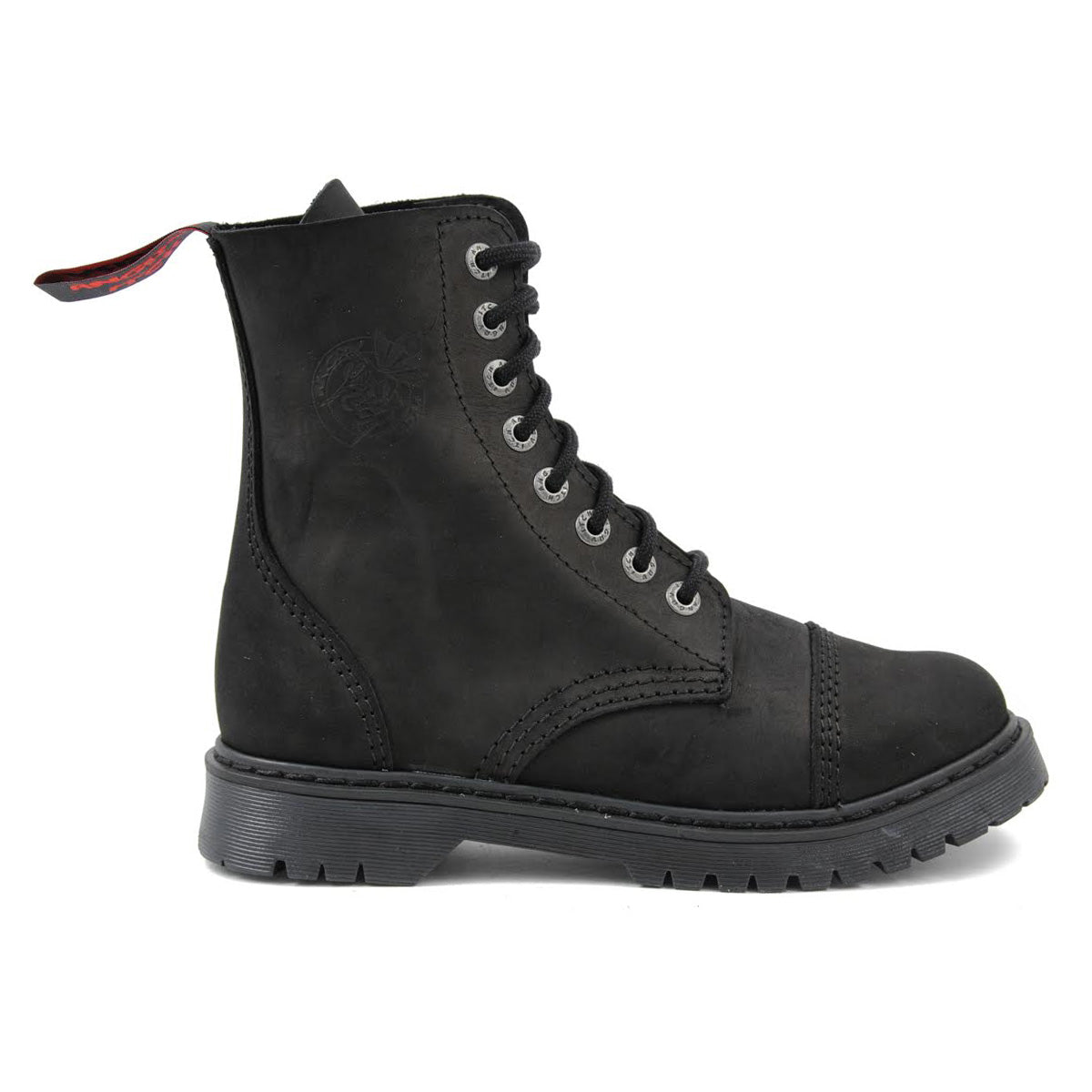 Angry Itch 8 Eyelet Combat Boots Vintage Black Leather Air Cushion Sole