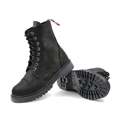 Angry Itch 8 Eyelet Boots Vintage Black Leather