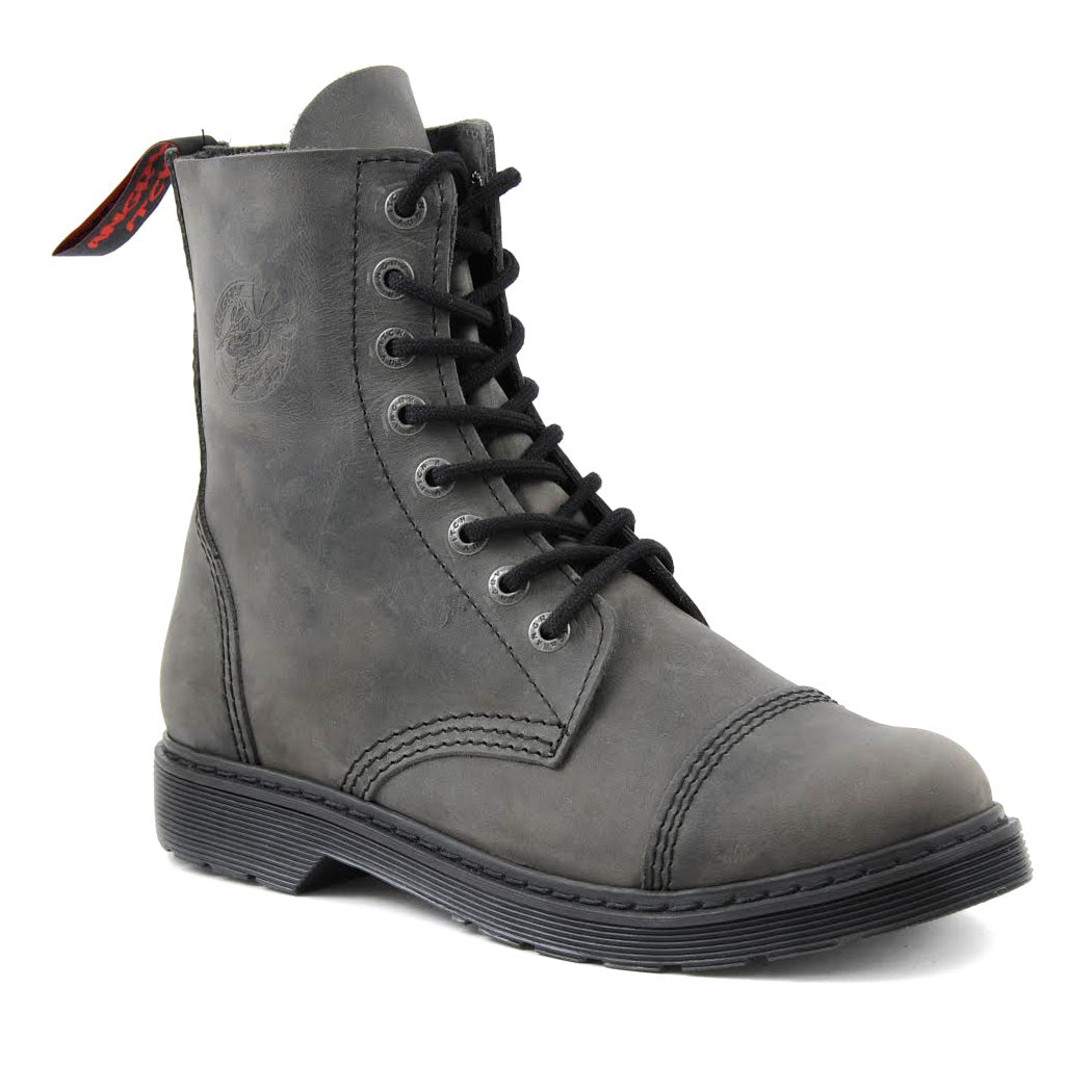 Angry Itch 8 Eyelet Combat Boots Vintage Grey Leather Air Cushion Sole