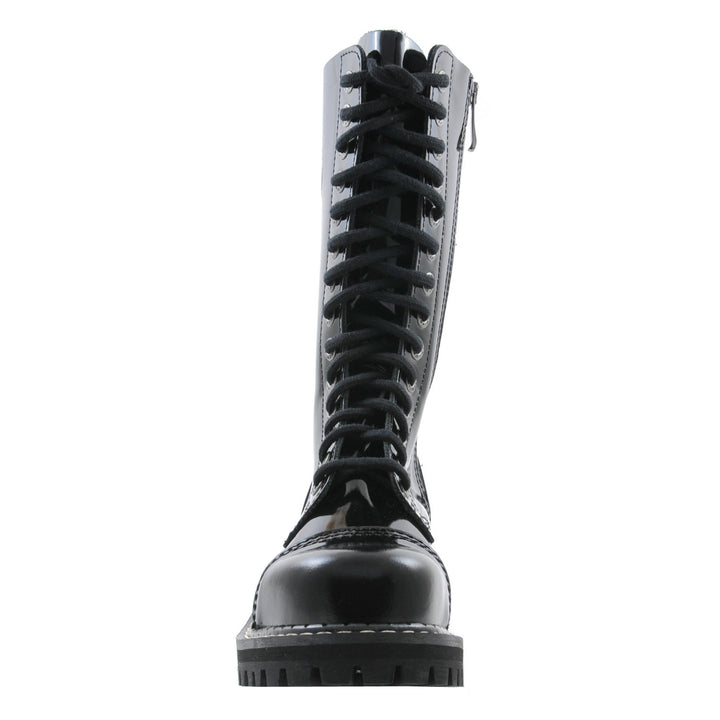 Angry Itch 14 Hole Combat Ranger Boots with Steel Toe Cap Black Patent