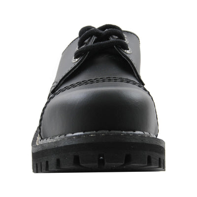 Angry Itch 3 Eyelet Shoes with Steel Toe Cap Black Leather Front