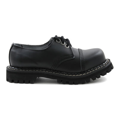 Angry Itch 3 Eyelet Shoes with Steel Toe Cap Black Leather Right Side