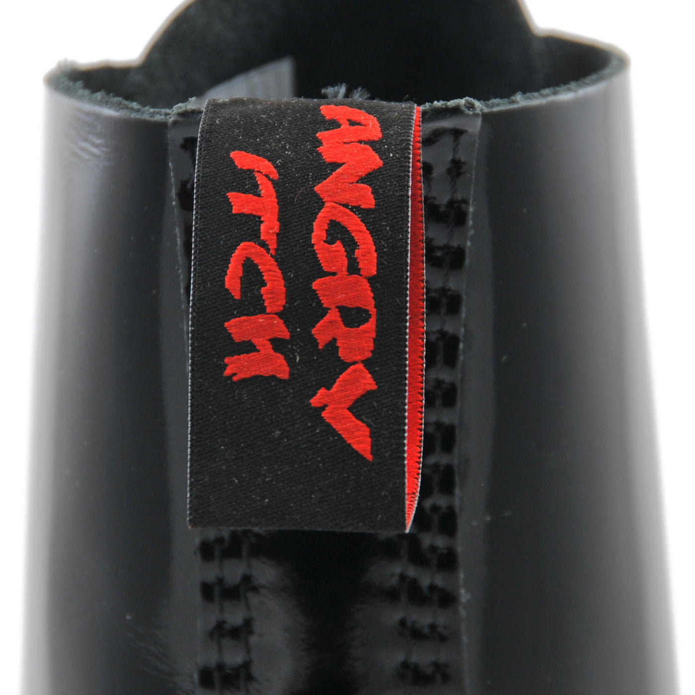 Angry Itch 8 Eyelet Boots with Steel Toe Cap Black Leather Tag