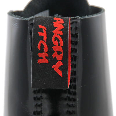 Angry Itch 8 Eyelet Boots with Steel Toe Cap Black Patent Leather Top