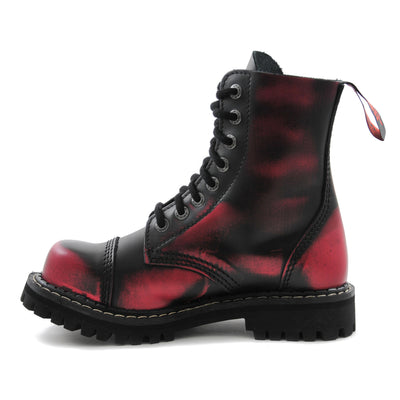 Angry Itch 8 Eyelet Boots with Steel Toe Cap Pink Rub Off Leather RIght Side