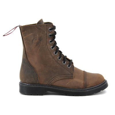 Angry Itch 8 Eyelet Combat Boots Vintage Brown Leather Air Cushion Sole left side