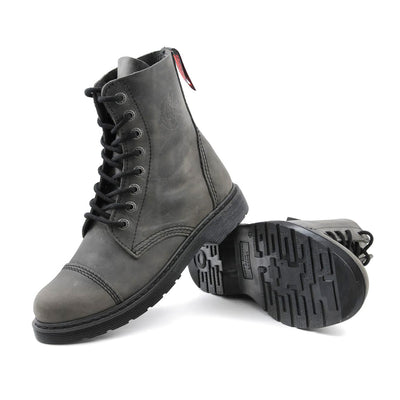 Angry Itch 8 Eyelet Combat Boots Vintage Grey Leather Air Cushion Sole pair